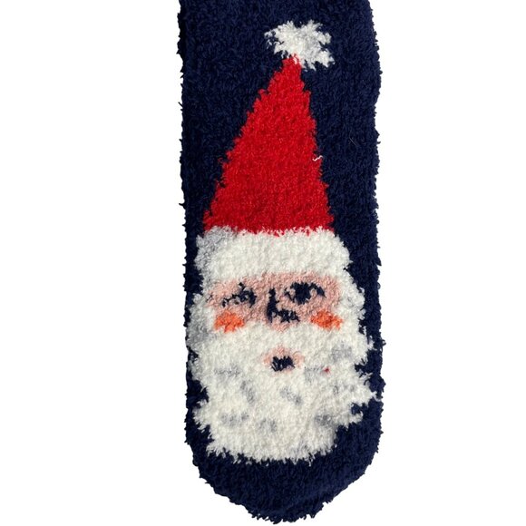 Old Navy Kids Crazy Socks Santa Blue Fleece Warm Size OS New - Picture 3 of 5